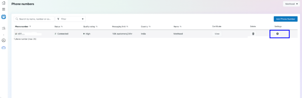 How to add business phone number in official meta account